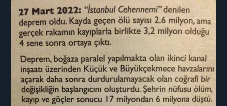 El Serhendi Efendi’nin (İmam Rabbani'nin) 16. yüzyılda 2022'de İstanbul’da deprem olacağını yazdığı iddiası