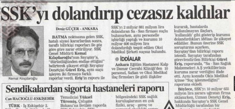Gazete kupürünün Kılıçdaroğlu'nun SSK'yı dolandırdığını gösterdiği iddiası