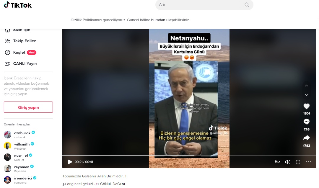 tiktok iddia tweet netanyahu erdoganpng