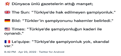 Trabzonspor Adana Demirspor'u yenince atıldığı iddia edilen dış basın manşetleri