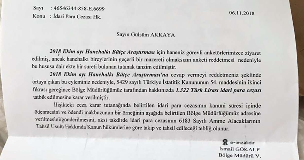 TÜİK'in anketi cevaplamayan kişiye para cezası kestiği ve ankette namazla ilgili soru sorulduğu iddiası