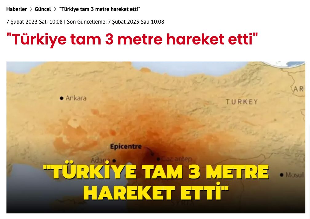 turkiyenin deprem ardindan uc metre kaydigi iddiasi
