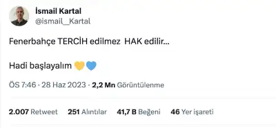@İsmail__Kartal isimli hesabın teknik direktör İsmail Kartal'a ait olduğu iddiası