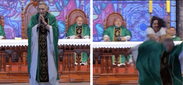 Videodaki rahibin 'Şişman kadınlar cennete gidemez' dediği için sahneden itildiği iddiası