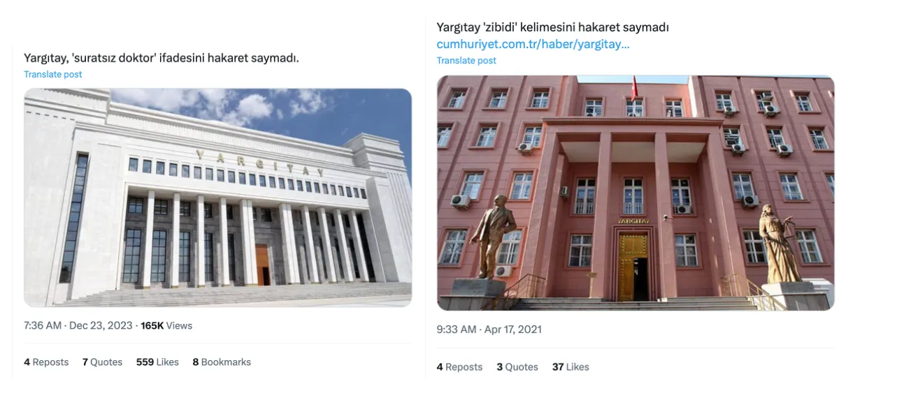 yargitay karari ikili hakaretler