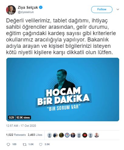 ziya selcuk tweet dolandiricilik